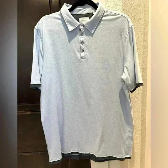 7 Diamonds Men’s Cotton Short Sleeve Polo- Baby Blue- Size Large - Picture 1 of 7